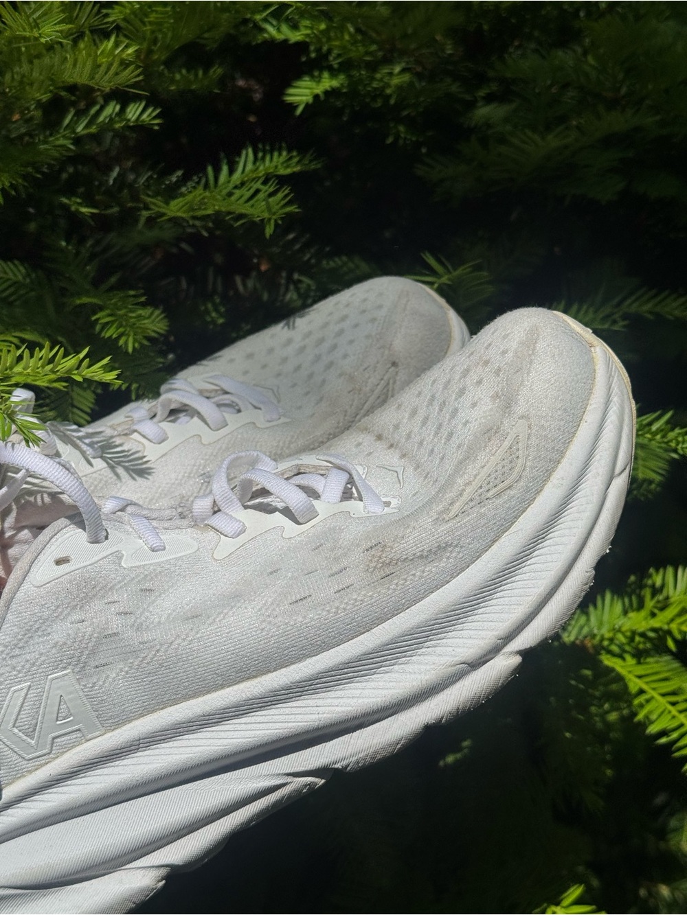 Hoka Women's All-White Road Running CLIFTON 9 Sneakers - Picture 11 of 13